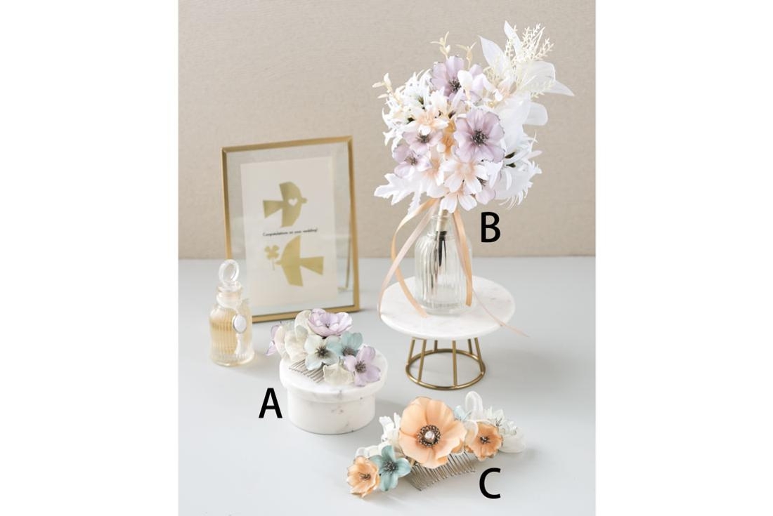パープルホワイトのミニ花束