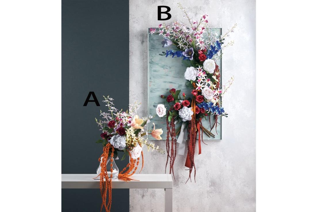 薔薇と蘭の絵画風アレンジ