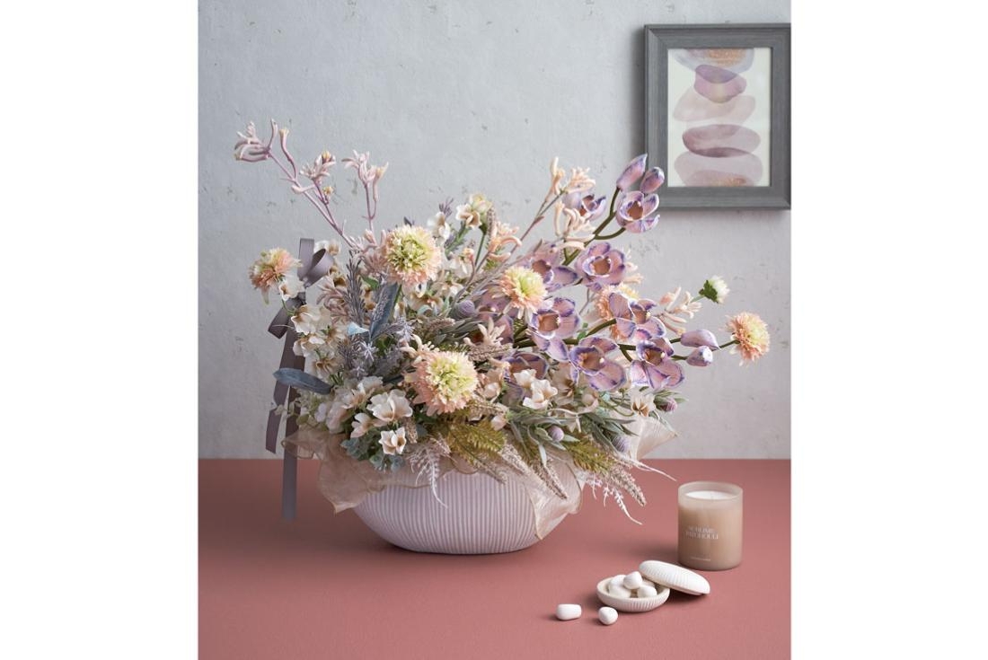 シンビジュームのパステルカラーアレンジ