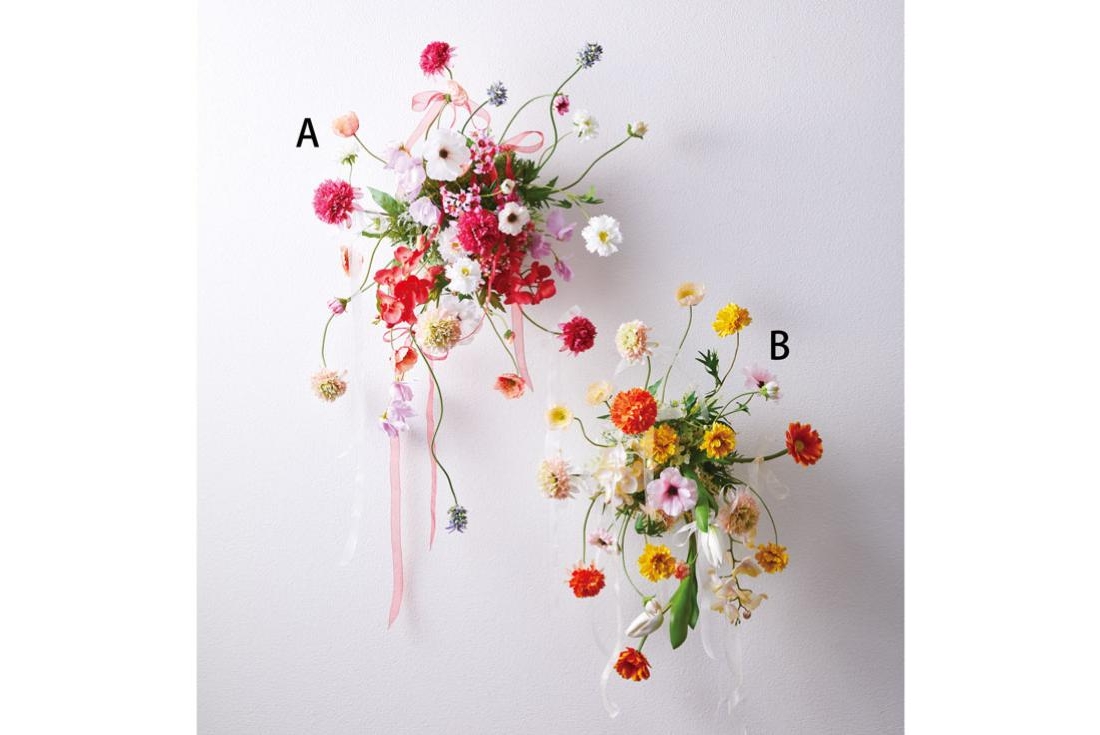 ビューティカラーのフラワーウォール