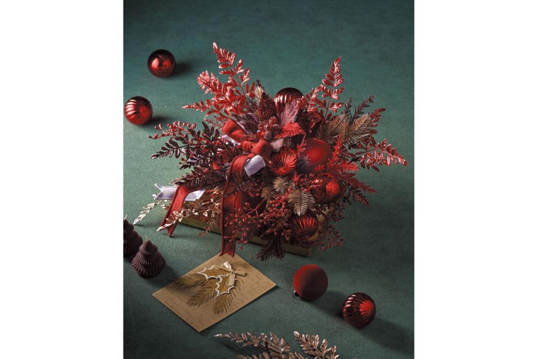 レッドミックスのクリスマスプレートアレンジ