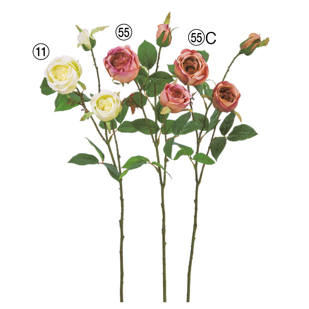 ローズ×2つぼみ×1