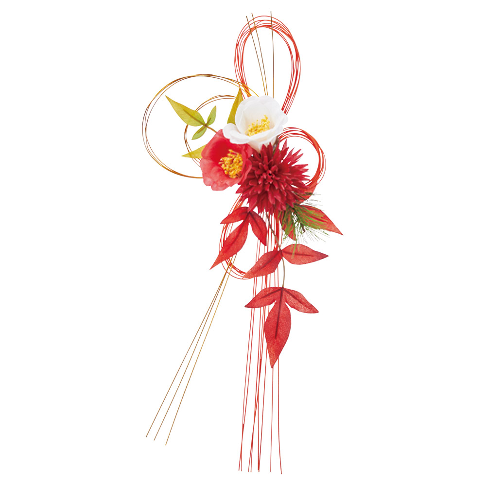 紅白椿の壁飾り
